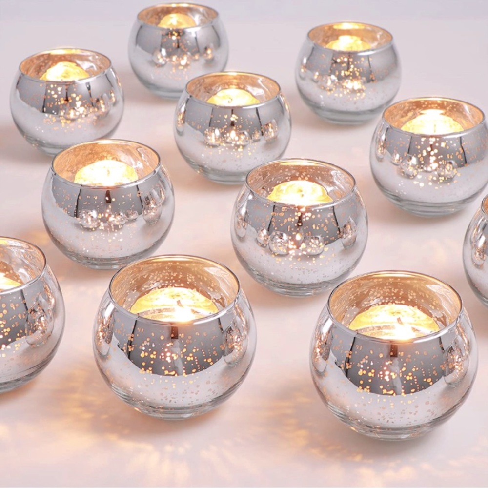 Listing is closed :( - Beautiful Speckled Silver Votive Candle Holders Set of 72